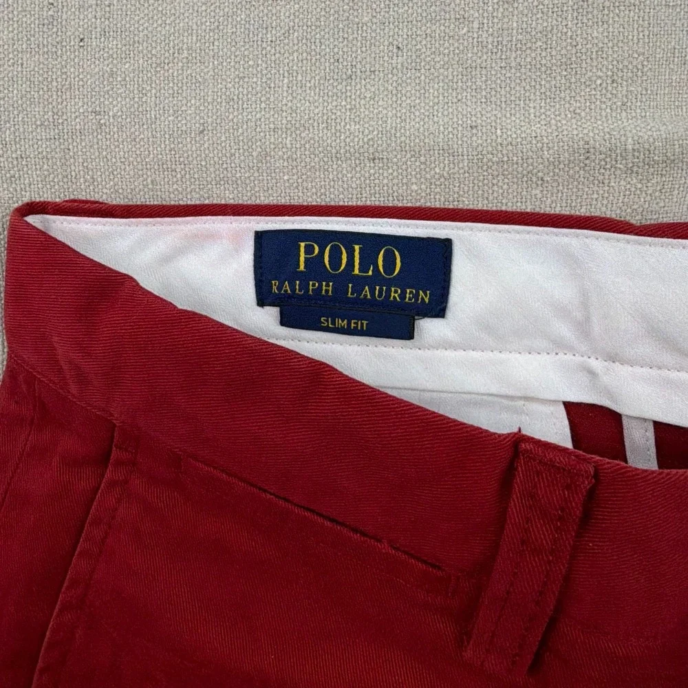 Polo‎ Ralph Lauren Chino Pants Mens 28x32 Red Slim Fit Flat Front Cotton Twill